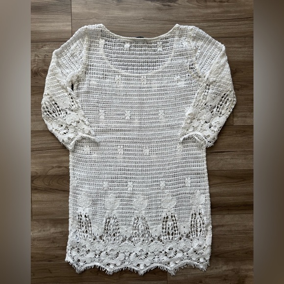 American Eagle Outfitters Sz S Crochet Dress White 100% Cotton - Picture 3 of 11